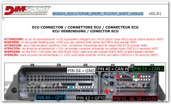 ECU connector with labeled power, ground, CAN, and GPT pins.
