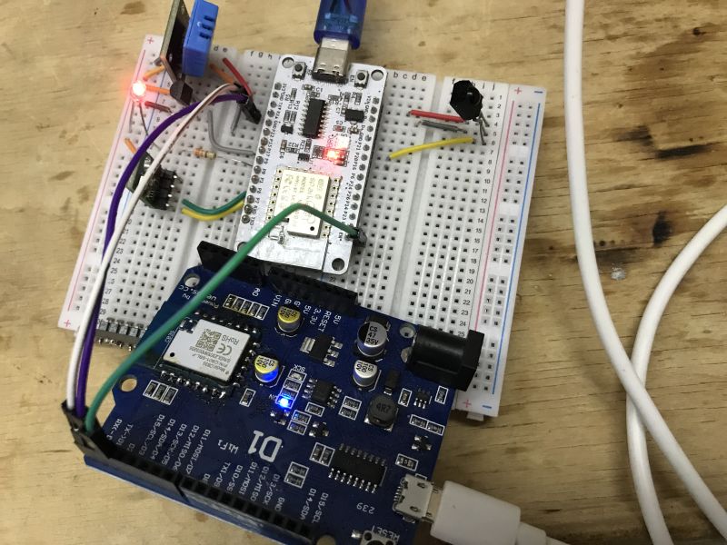 Prototype boards with connected NiceMCU and Arduino-Wemos modules