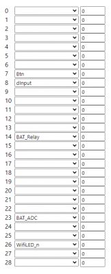 Screenshot of Tuya device pin configuration.