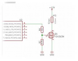 Wysterowanie Digital FET N-Channel FDV303N z wyjścia Atmegi