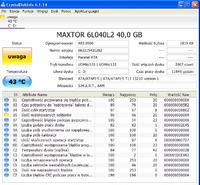 Maxtor 6L040L2 - Status Uwaga w CrystalDiskInfo, co oznacza?