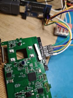 PCB with jumper wires connected and visible electronic components