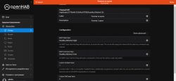 MQTT settings interface in OpenHAB for a kitchen power outlet.