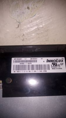 Identification label of Innolux MT185GW01 LCD panel Label on an Innolux MT185GW01 LCD panel with serial numbers and barcodes.