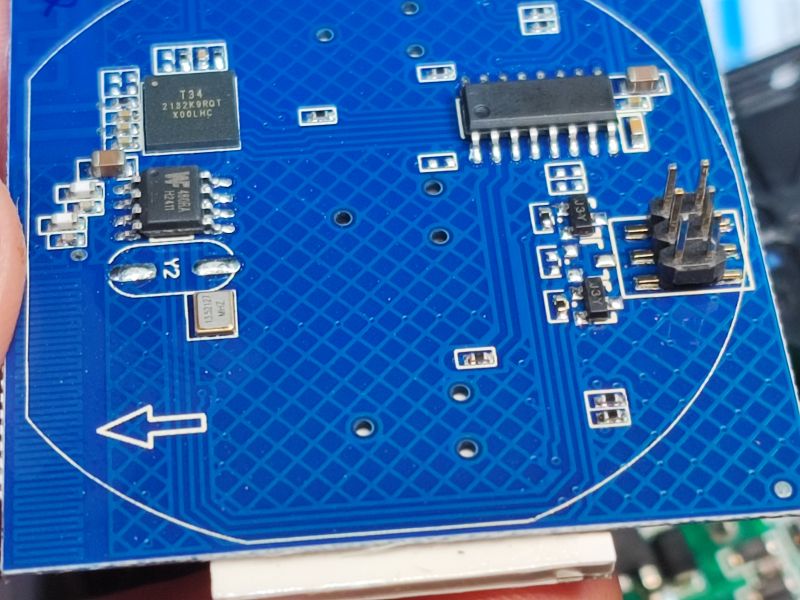 PCB with T34 Chip and Components PCB with T34 chip and electronic components.