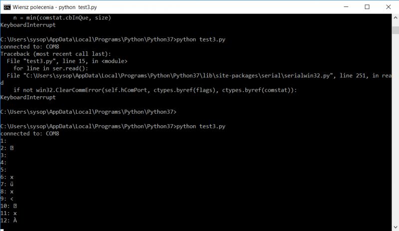 Python: Zapis danych z czytnika RFID przez COM8 do pliku .txt