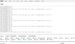 Screenshot of an IoT device management application log panel, showing various warning and informational messages.
