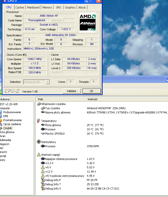 Podkęranie procesora AMD ATHLON 1,54ghz