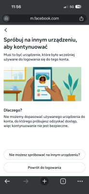 Komunikat Facebooka: „Spróbuj na innym urządzeniu, aby kontynuować”