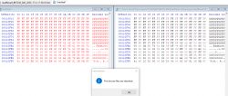 Screenshot comparing two binary files in a hex editor with a message indicating identical content.