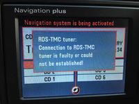 Audi A4 B6 - brak informacji RDS-TMC na panelu nawigacji i między zegarami