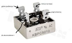 WSK 175 z cewką 12V: Podłączenie mostka Graetza z prądnicą 12V/50W