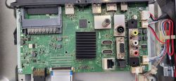 LED TV Mainboard with I/O Ports TV mainboard with HDMI, USB, VGA, RCA connectors and various input/output ports.