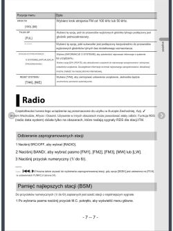 Strona z instrukcji obsługi radia samochodowego Pioneer DEH-S520BT przedstawiająca ustawienia radia i instrukcję użytkowania.