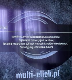 Komunikat o błędzie na ekranie: brak lub uszkodzenie pliku satellites.xml