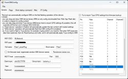 Screenshot of FormOBKConfig application showing WiFi and GPIO settings.