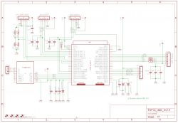 Electronic schematic of a PCB using ESP32 and PCM5102A.
