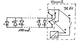Odręczny schemat elektryczny stycznika z diodami LED.