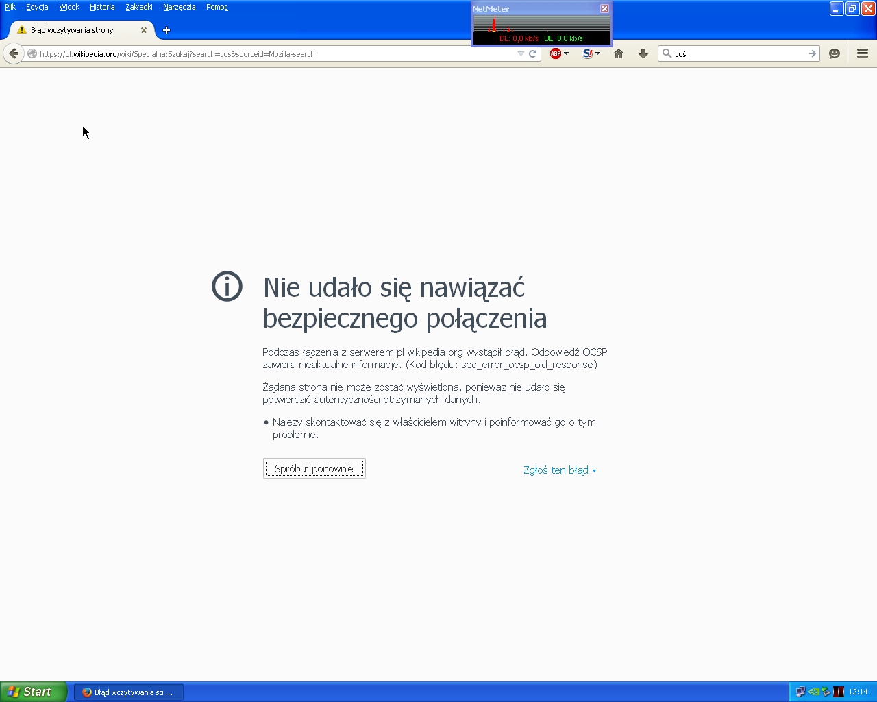 Podejrzenie wirusa Xtab? Nie udało się nawiązać bezp. połączenia
