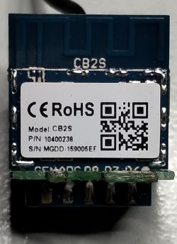 CB2S Module with CE RoHS Markings CB2S module with CE RoHS sticker and QR code.