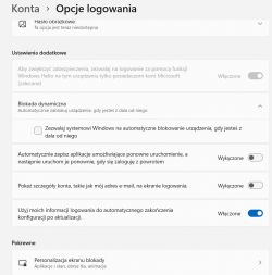Dell G15 5510, Windows 11 - wyłączenie ekranu logowania po otwarciu pokrywy
