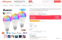[BK7231N - CB2L] Aubess WiFi Smart LED Light Bulb 15W E27 RGBCW