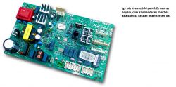 Control panel circuit board with various components.
