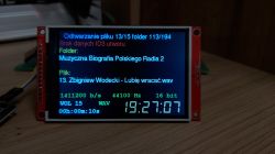 Audio player screen showing WAV file with Polish characters and audio details