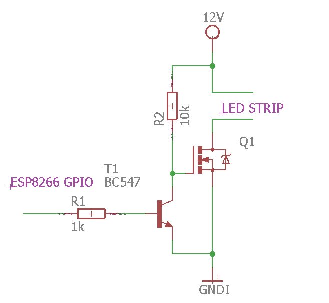 LED Dimmer Circuit Using MOSFET Transistor LED dimmer circuit diagram with ESP8266 and MOSFET transistor