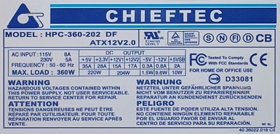 Chieftec model: HPC-360-202 DF Naprawa spalonego zasilacza - wymiana warystorów Chieftec model: HPC-360-202 DF Naprawa spalonego zasilacza - wymiana warystorów