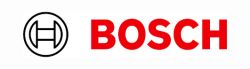 Logo Bosch z czerwonym napisem i symbolem koła zębatego po lewej stronie