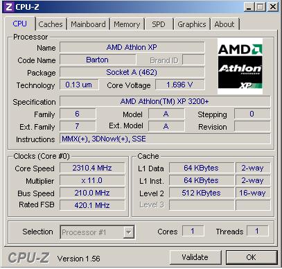 Amd athlon xp 2500 + VIA VT8377 Apollo KT600 - Max OC