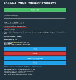 Screenshot of the user interface for the BK7231T_WB3S_WhiteStripWindows controller.