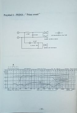 Schemat elektryczny i wykres częstotliwościowy systemu audio PRIMA