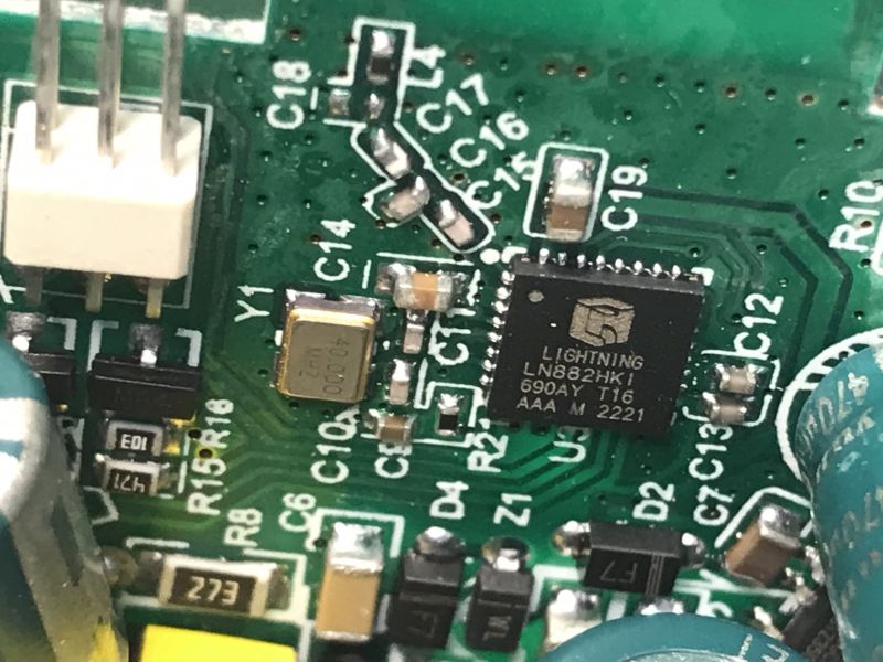 Lightning LN882HKI Chip on Circuit Board Close-up of Lightning LN882HKI chip on a circuit board.