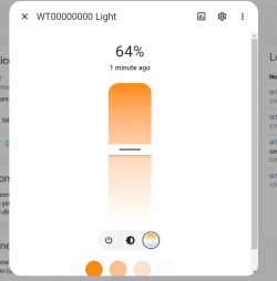 Screenshot of a light control interface with brightness set to 64%.