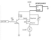 P-MOSFET jako klucz prostokąta (na wejściu) za przerywaczem