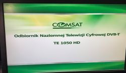 Startup screen of COMSAT TE 1050 HD with DVB-T receiver info