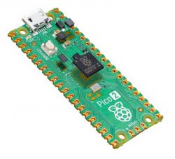 Mikrokontroler Raspberry Pi Pico 2 z złączem Micro USB i napisem Pico 2 na płytce.