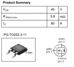 Specyfikacja MOSFET typu QN0406 z diagramem wyprowadzeń