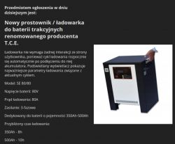 Ładowarka SE 80/80 T.C.E. do baterii trakcyjnych.
