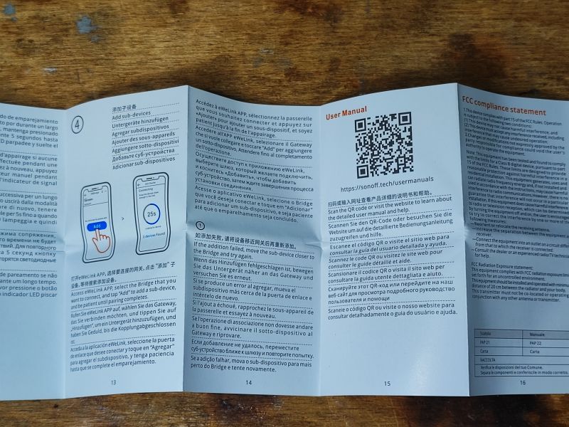 Sonoff ZBMini User Manual Sonoff ZBMini user manual in various languages with a QR code.