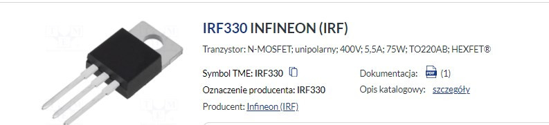 Irf330 Identyfikacja tranzystora typu MOSFET: 5840 IRF 330G - zdjęcia i ...