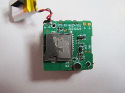 PCB with microSD Slot and Battery Printed circuit board with microSD card slot, microphone, and lithium polymer battery.