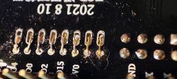 Close-up of a printed circuit board with visible solder connections.