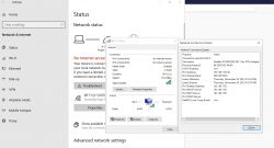 Screenshot showing Windows network status with no internet connection.