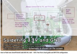 Schematic of soldering 3.3V and GND on a board with BL602 WiFi module.
