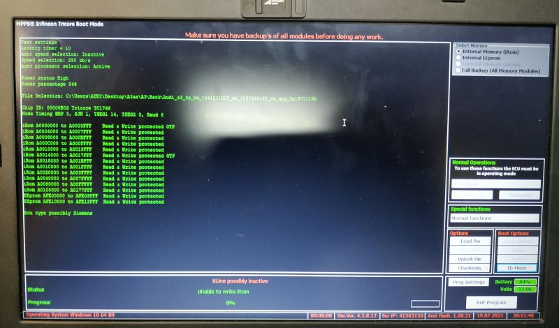 Audi A3 8P 1.8TFSI 160KM, MED.17.5: Błąd wgrywania wsadu przez Ktag, alternatywa MPPS 18