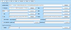 Software interface for device configuration with firmware, partition table, and other settings options.