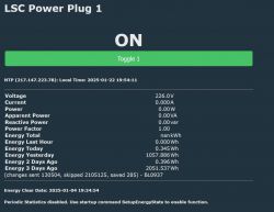 OpenBeken Interface with Energy Total Error OpenBeken interface on LSC plug with Energy Total showing nan.